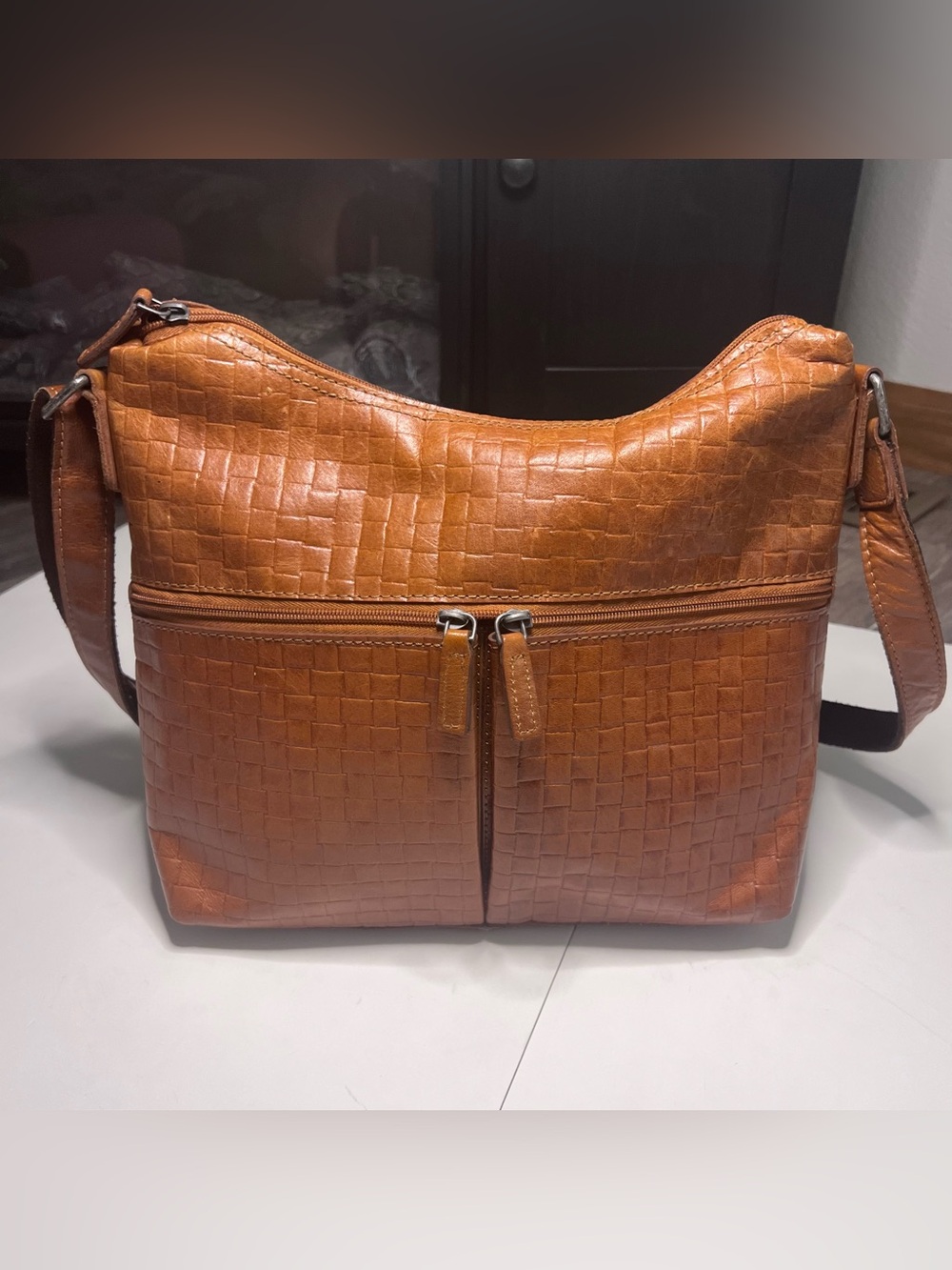 Jack George Woven Leather Hobo Bag in Color Honey